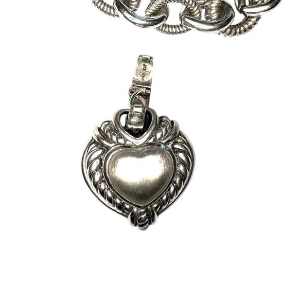 Judith Ripka Sterling Silver Chain Necklace w/ Heart Enhancer Pendent - Picture 3 of 5